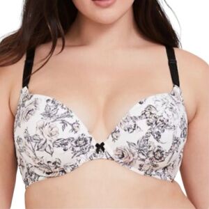 Torrid Floral Skull Print Bra - Black and White